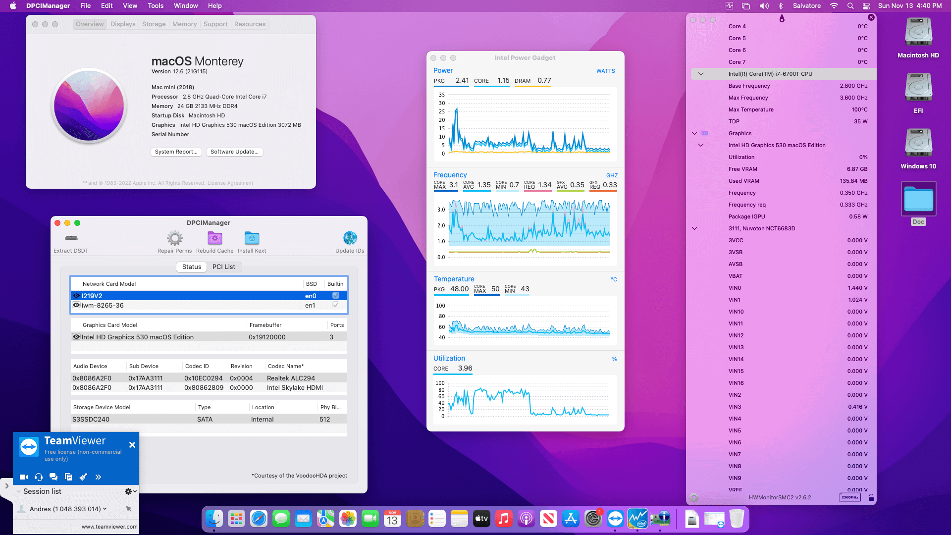 Success Hackintosh macOS Monterey 12.6 Build 21G115 in Lenovo ThinkCentre M710Q Tiny